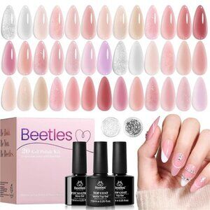 Beetles Nude Pink Gel Nail Polish Set - 25PCS 20 Colors Neutral Jelly Pink